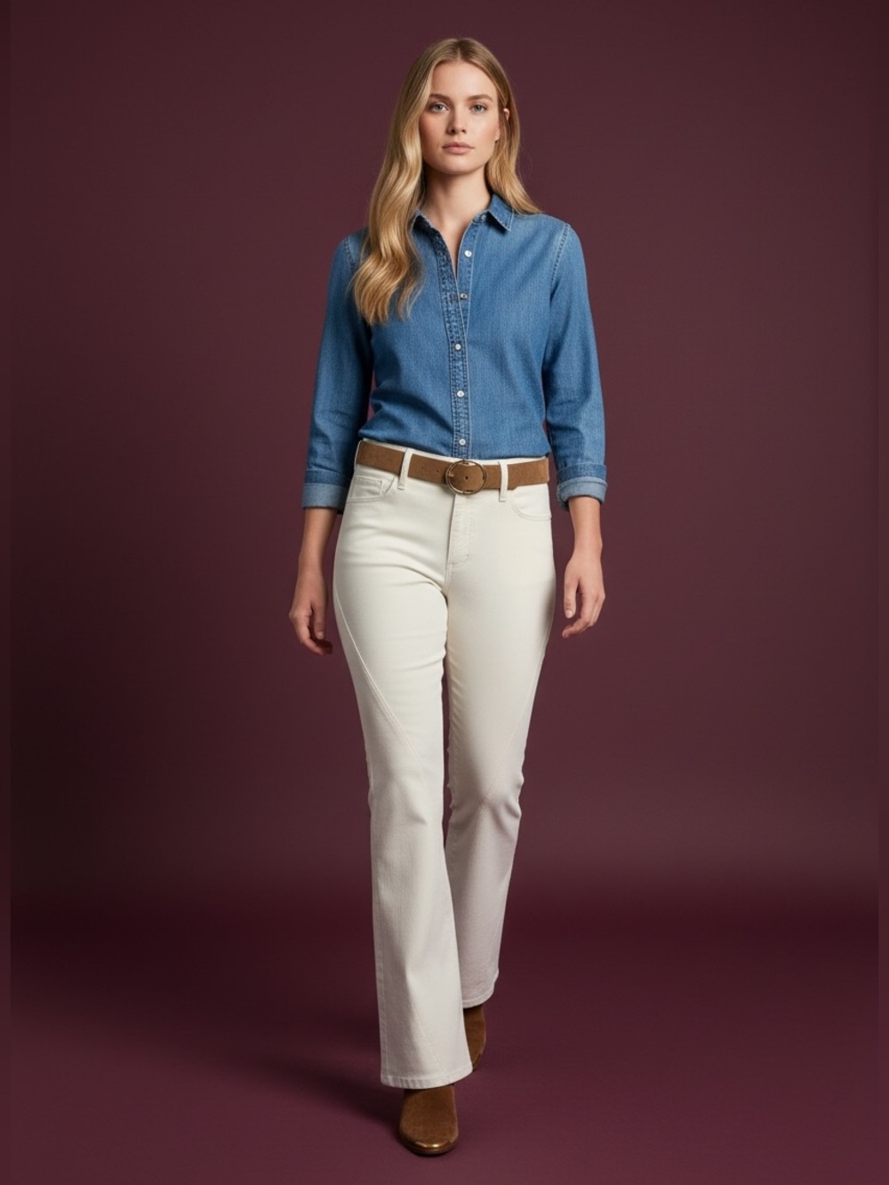 Women’s Cream Flare Jeans - Classic High-Rise